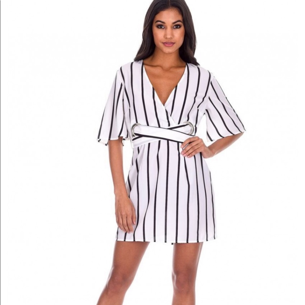 AXPARIS STRIPED CREAM DRESS